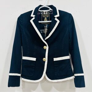 E-LAND Kids Navy Blue Academy Blazer White Piping Preppy Style - Size L (12-14)